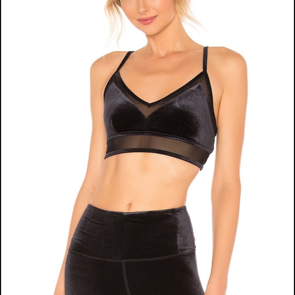 Alo Luxe Mesh Velvet Black Bra